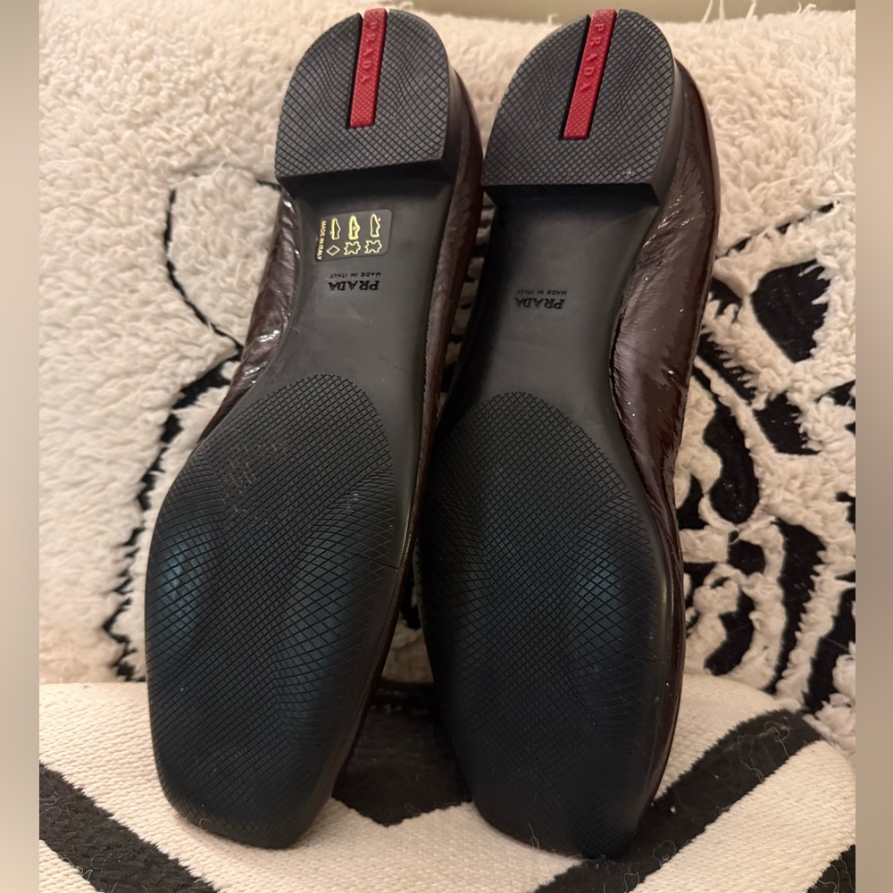 Prada Brown Flats with Silver Accents - Picture 4 of 13